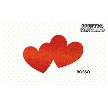 Set 4 cuori doppi maxi adesivi Metal rosso