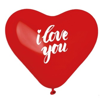 Palloncino lattice cuore rosso 10" "I Love You" - Confezione 50 pezzi