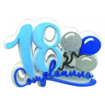 Scritta polistirolo "18 anni palloncini azzurro" Cm. 35x35