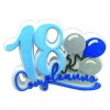 Scritta polistirolo "18 anni palloncini azzurro" Cm. 35x35