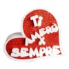 Scritta polistirolo sagomata cuore "Ti amerò per sempre" Cm. 16x20x4