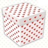 Scatola box Surprise per palloncini cm. 60x60x60 - Bianca con cuori rossi