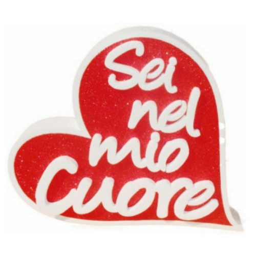 Scritta polistirolo cuore grande "Sei nel mio cuore" Cm. 28x28