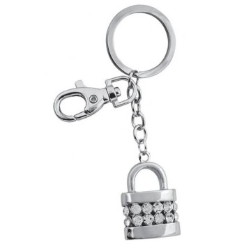 Portachiavi cromato lucchetto con strass