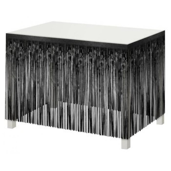 Gonnellina per tavolo sfrangiata Cm. 80x300 - Nero