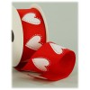 Nastro grosgrain stampato «Hearts rosso» Cm. 4 x 20 yds