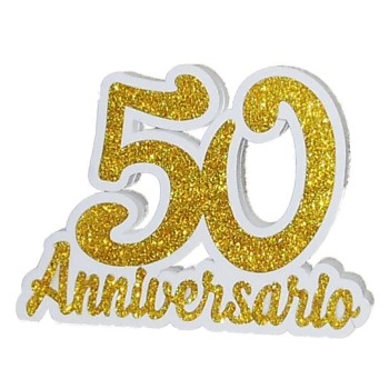 Scritta polistirolo "50 Anniversario" Gold Cm. 32x23