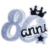 Scritta polistirolo "80 con corona" Silver&Black - Cm. 34x27