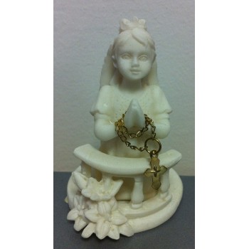 Statuina resina bambina prima comunione su altare cm. 9