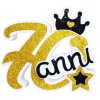 Scritta polistirolo "70 con corona" Gold&Black - Cm. 34x27