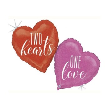 Palloncino mylar Supershape "Two Hearts One Love" 41" Cm. 104