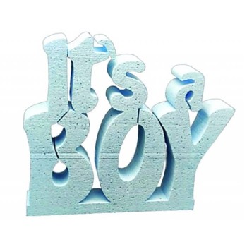Scritta polistirolo "It's a Boy" celeste Cm. 30x26