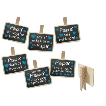 Lavagnetta con messaggio e clip Cm. 7x5 - Soggetti assortiti