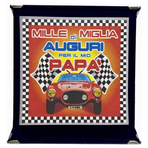 Targa a libretto vellutata Cm. 17x17 - Mille miglia di auguri per il mio papà