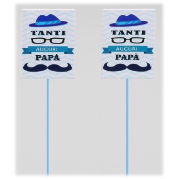 Set 12 pick con baffi «Tanti Auguri Papà» 2