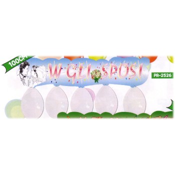 Festone cartellone W Gli Sposi con palloncini