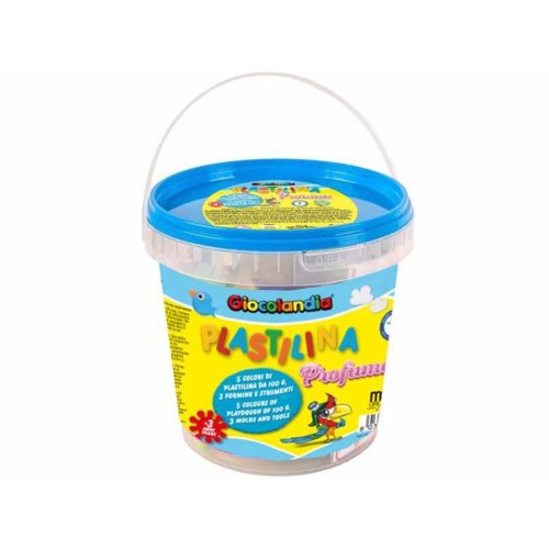 Set regalo in vasetto con 5 pezzi plastilina profumata da 100 gr. - 3 formine e strumenti