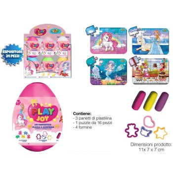 Uovo sorpresa con plastilina e puzzle bimba Cm. 8