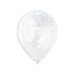 Palloncini lattice 12" Cm. 30 Gemar - Prima Comunione bianco con cuori - Confezione 100 pezzi