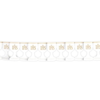 Festone in carta "Calice IHS" bianco e oro Cm. 300