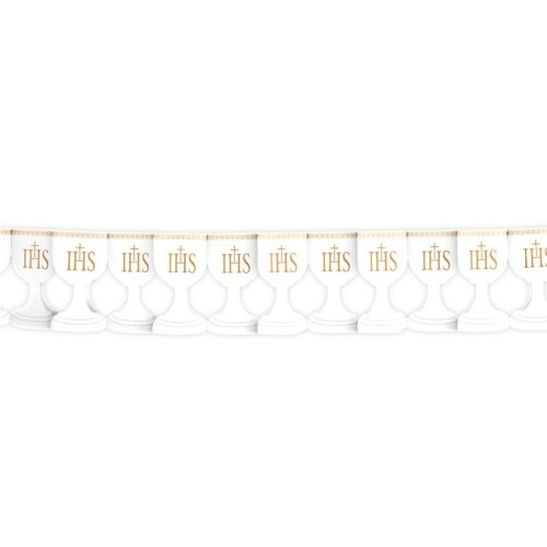 Festone in carta "Calice IHS" bianco e oro Cm. 300