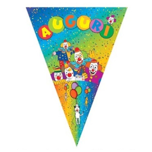 Festone bandierine Clowns auguri Cm. 320