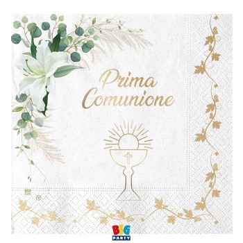 Tovaglioli carta Cm. 33x33 - Prima Comunione Lily - Blister 20 pezzi