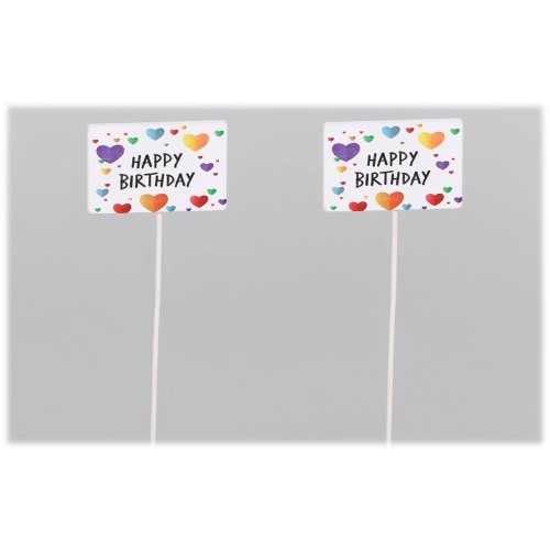 Set 12 pick in legno "Happy Birthday"