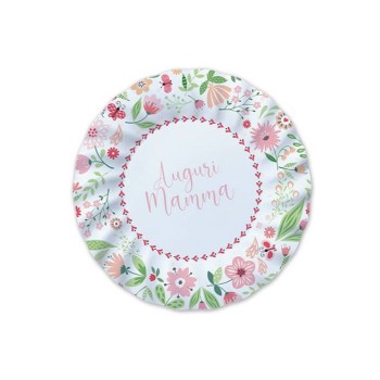 Piatti carta cm. 20 - Auguri Mamma - Blister 8 pezzi