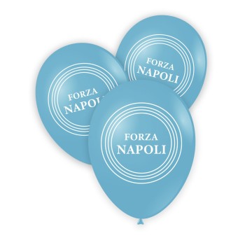 Palloncini lattice 11/12" celeste "Forza Napoli" - Blister 10 pezzi