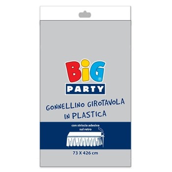 Gonnellino girotavola in plastica Cm. 73x426 - Argento Silver