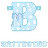 Festone scritta Battesimo Celeste Cm. 140