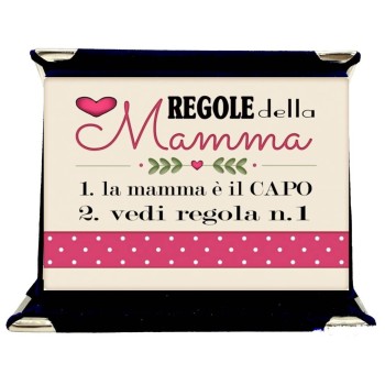 Mini targa a libretto vellutata Cm. 12x9 "Regole della Mamma"