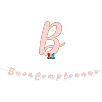 Festone scritta Italic Buon Compleanno Rose Cm. 300