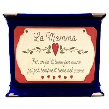 Mini targa a libretto vellutata Cm. 12x9 "La Mamma"