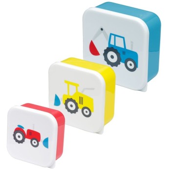 Set 3 contenitori per alimenti Cm. 11,5x11,5x5,5 a scalare - Trattori
