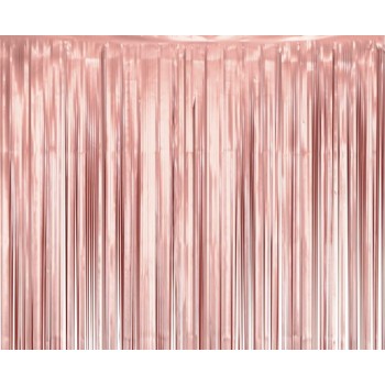 Tenda decorativa metallizzata frange Cm. 100x200 - Rosa Gold