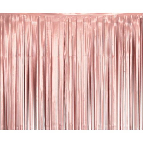 Tenda decorativa metallizzata frange Cm. 100x200 - Rosa Gold