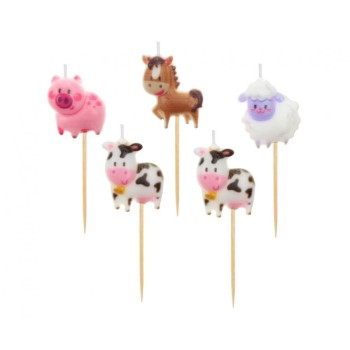 Candeline per torta picks "Animali della fattoria" - Blister 5 pezzi