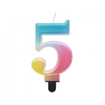 Candelina per torta Ombre Pastel metal Cm. 8 - Nr. 5