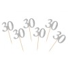 Pick cm. 10 - 30 glitter silver - Blister 6 pezzi
