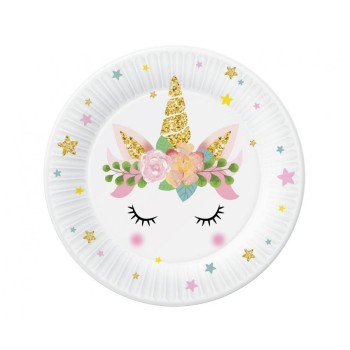 Piatto carta Unicorno Cm. 18 - Blister 6 pezzi