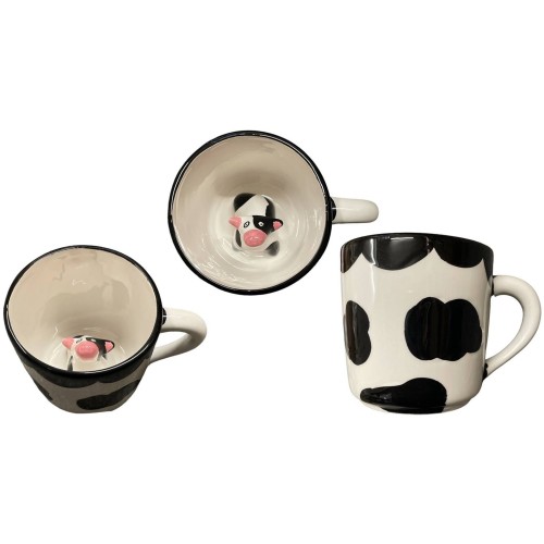 Tazza mug ceramica con mucca 3D interna