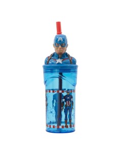 Bicchiere con cannuccia 3D Tritan - Avengers Invincible Force Capitan America