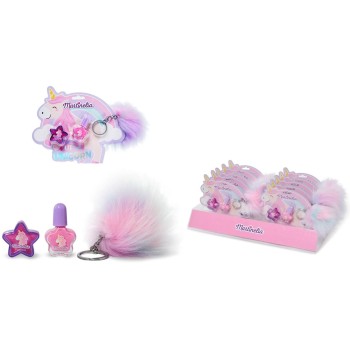Set lipgloss + smalto + portachiavi Unicorno