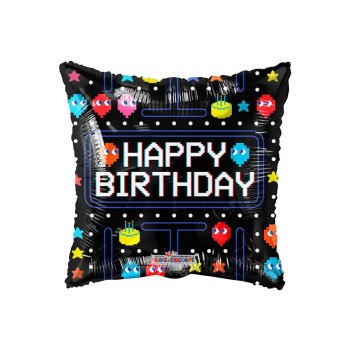 Palloncino mylar 18" Cm. 46 quadrato Happy Birthday videogame