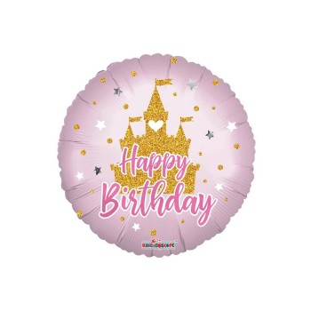 Palloncino mylar 18" Cm. 46 - Happy Birthday castello principessa