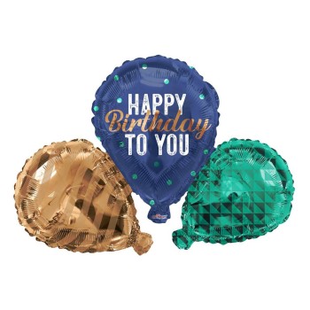 Palloncino mylar supershape 36" Cm. 91 Tris di palloncini Happy Birthday to you
