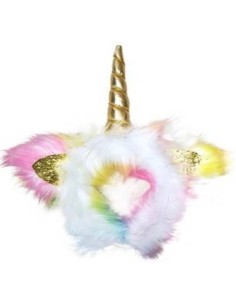 Cerchietto peluche Unicorno colorato con orecchie