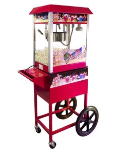 Macchina per popcorn in metallo professionale con carrello Cm. 70x48x152